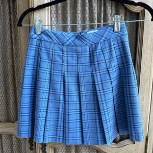 Aritzia Sunday Best Blue Plaid Pleated Mini Skirt Size 0